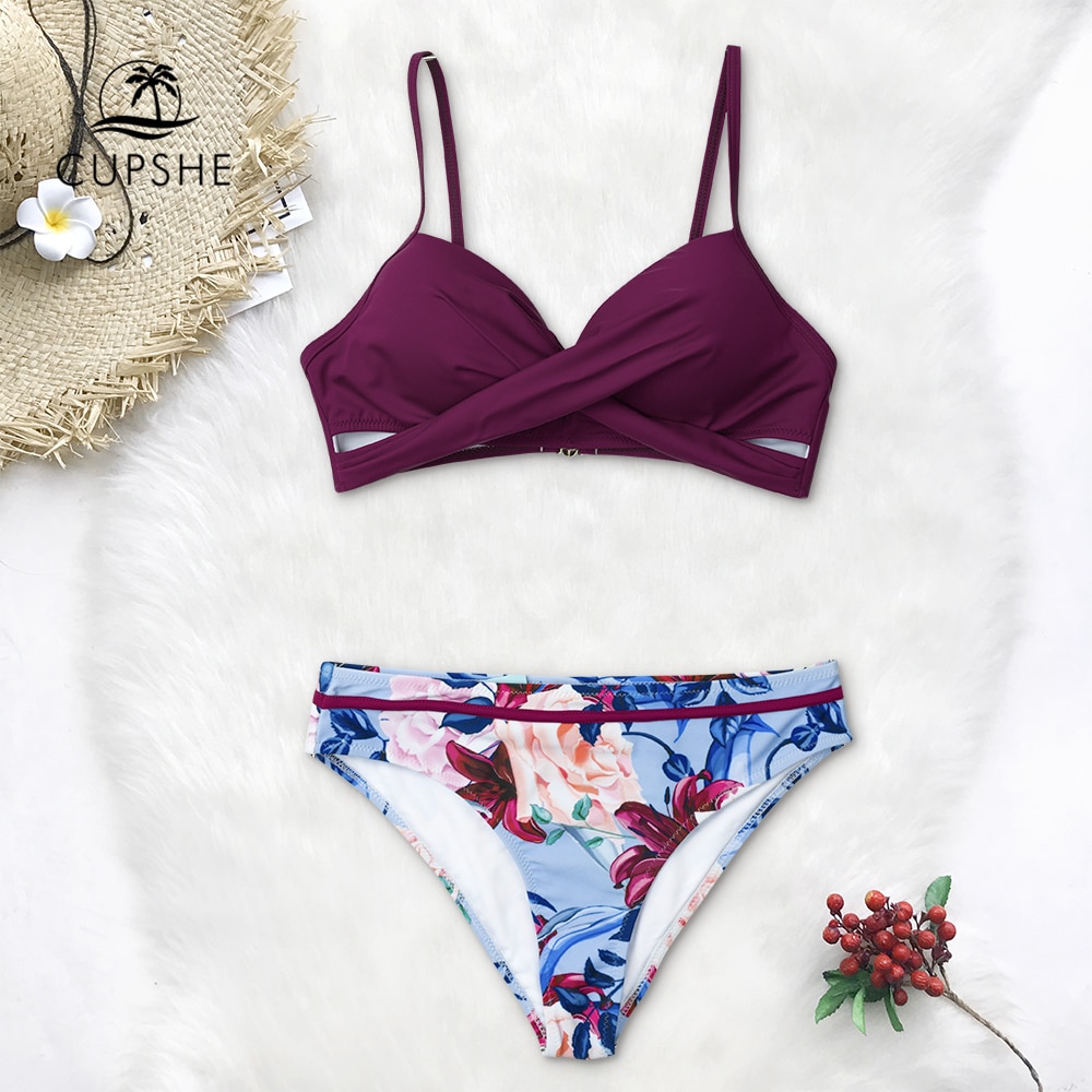 CUPSHE Push Up Floral Wrap Bikini Sets Women Sexy Thong Two Pieces Swimsuits 2021 New Girl Beach Bathing Suits Swimwear CUPSHE Push Up Floral Wrap Bikini Sets Women Sexy Thong Two Pieces Swimsuits 2021 New Girl Beach Bathing Suits Swimwear
