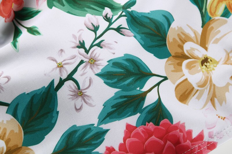 Miyouj Deep V Neck Bikini Floral Print Swimsuit Biquinis Feminino NEW Bow Swimwear Lace Up Bikini Set Bathing Suit Women Bikins