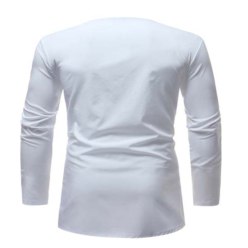 African Dashiki Man Long Sleeves T Shirt O Neck White Striped African Tops for Man Long Shirt Traditional Nigerian Men Clothes