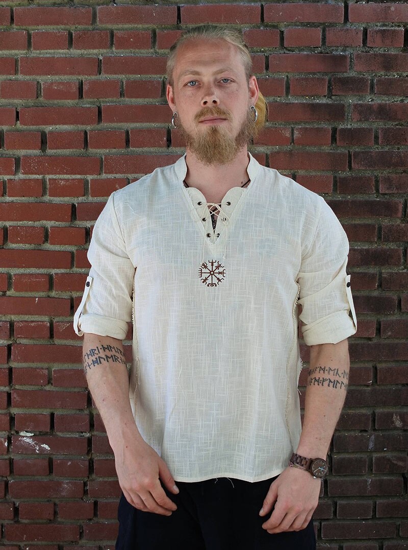 Medieval Viking Pirate Linen Top Shirt Costume Renaissance Mens Nordic Retro T-shirt Beard Cosplay Tee Lace-Up For Adult Belted Medieval Viking Pirate Linen Top Shirt Costume Renaissance Mens Nordic Retro T-shirt Beard Cosplay Tee Lace-Up For Adult Belted