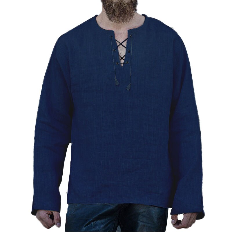 Linen Cotton Tunic Shirt Long Sleeves Knights Viking Pirate Costume Men Norse Medieval Warrior Hero Ragnar Lothbrok For Adult Linen Cotton Tunic Shirt Long Sleeves Knights Viking Pirate Costume Men Norse Medieval Warrior Hero Ragnar Lothbrok For Adult