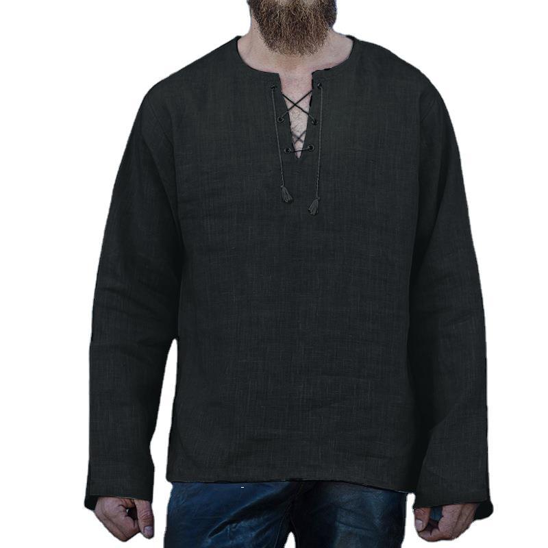 Linen Cotton Tunic Shirt Long Sleeves Knights Viking Pirate Costume Men Norse Medieval Warrior Hero Ragnar Lothbrok For Adult Linen Cotton Tunic Shirt Long Sleeves Knights Viking Pirate Costume Men Norse Medieval Warrior Hero Ragnar Lothbrok For Adult
