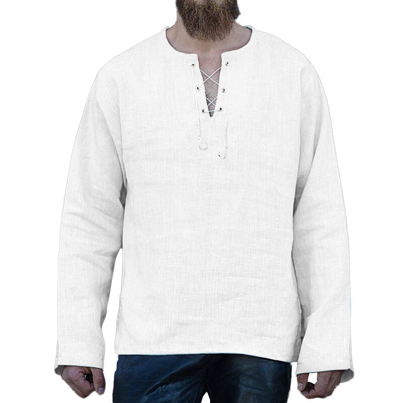 Linen Cotton Tunic Shirt Long Sleeves Knights Viking Pirate Costume Men Norse Medieval Warrior Hero Ragnar Lothbrok For Adult Linen Cotton Tunic Shirt Long Sleeves Knights Viking Pirate Costume Men Norse Medieval Warrior Hero Ragnar Lothbrok For Adult