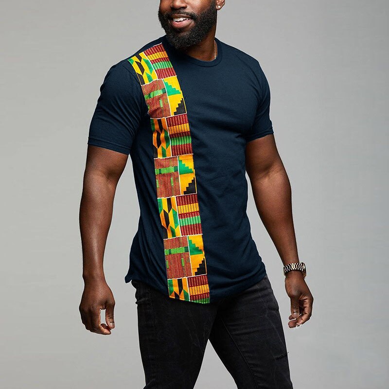 African Kente T Shirt Patchwork Color Print Top Wear Mens Ankara Style Panel Tees O Neck Kitenge For Men Short Sleeves Black African Kente T Shirt Patchwork Color Print Top Wear Mens Ankara Style Panel Tees O Neck Kitenge For Men Short Sleeves Black