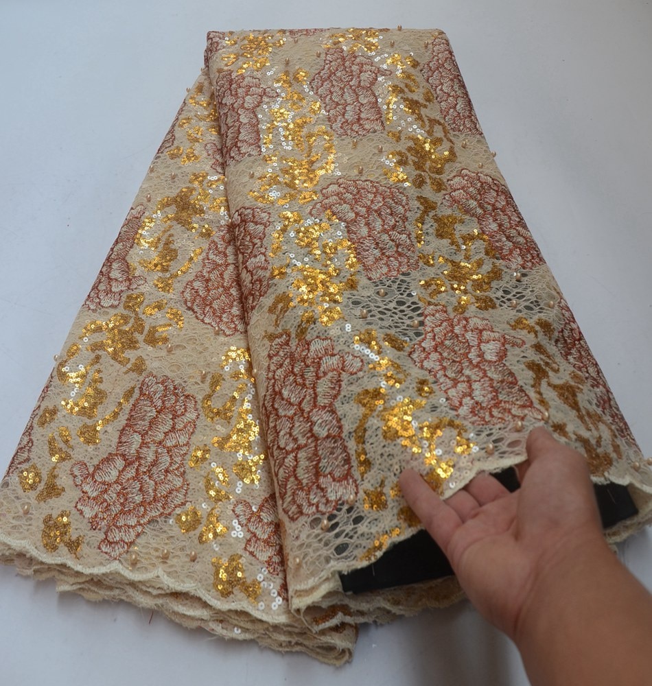Shiny sequins African lace with beads Unique New Handuct organza fabric Nigerian Ghana sewing clothes 5 yards Shiny sequins African lace with beads Unique New Handuct organza fabric Nigerian Ghana sewing clothes 5 yards