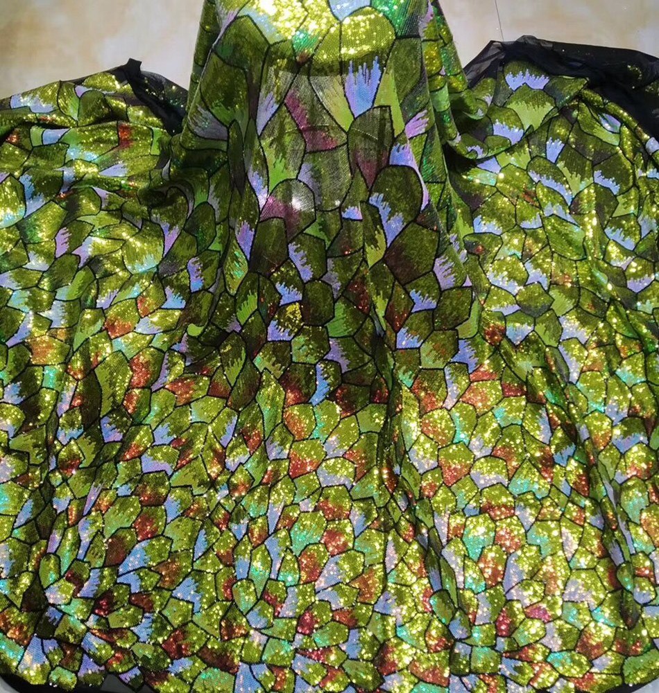 Newest African Lace Fabric High Quality Lace changing With Sequins color Latest French Tulle Lace Fabric For Party dress ML8772 Newest African Lace Fabric High Quality Lace changing With Sequins color Latest French Tulle Lace Fabric For Party dress ML8772