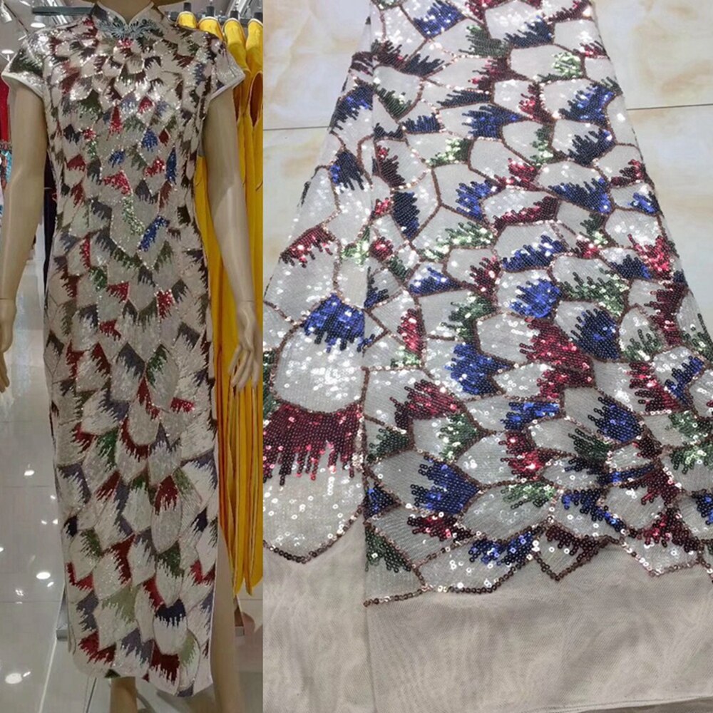 Newest African Lace Fabric High Quality Lace changing With Sequins color Latest French Tulle Lace Fabric For Party dress ML8772 Newest African Lace Fabric High Quality Lace changing With Sequins color Latest French Tulle Lace Fabric For Party dress ML8772