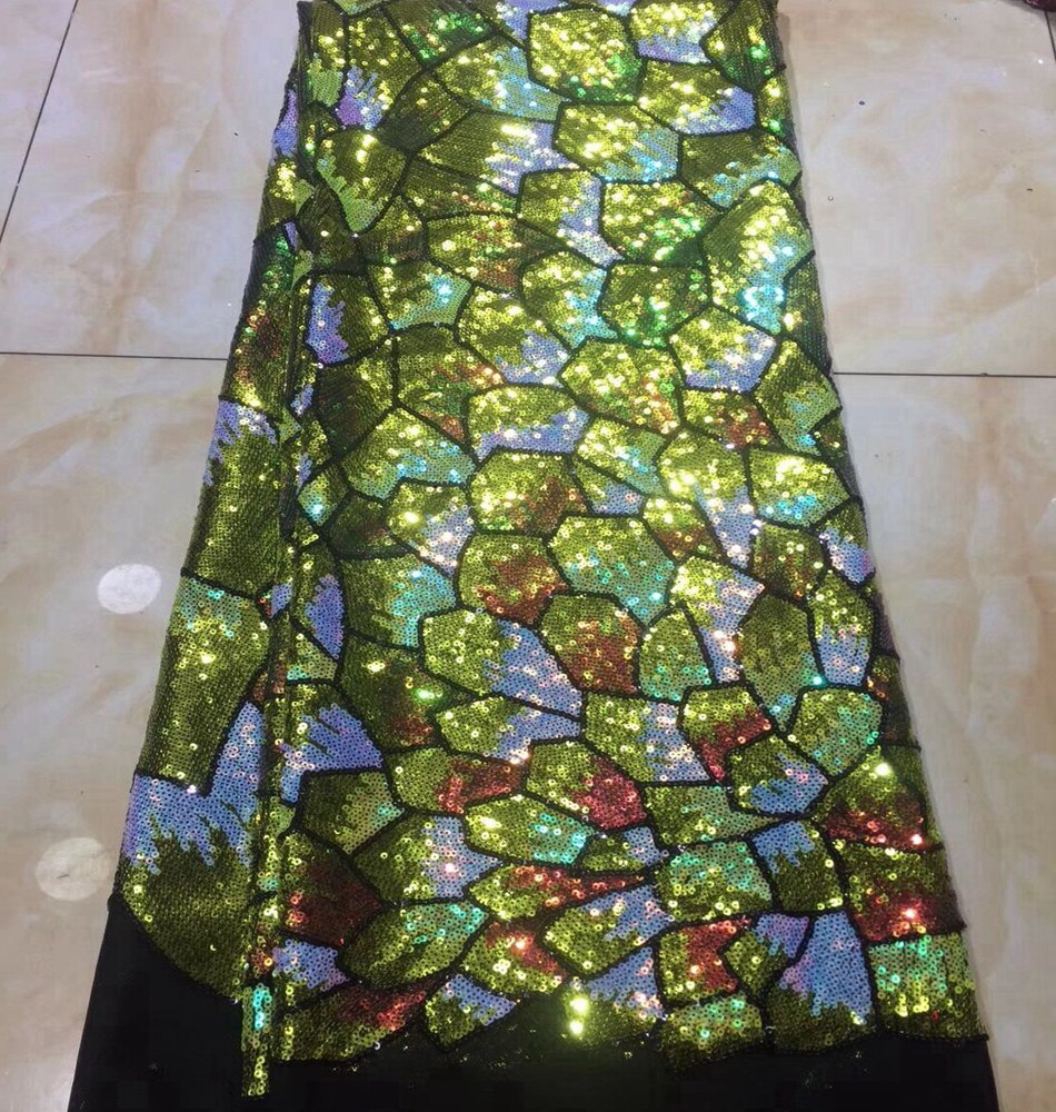 Newest African Lace Fabric High Quality Lace changing With Sequins color Latest French Tulle Lace Fabric For Party dress ML8772 Newest African Lace Fabric High Quality Lace changing With Sequins color Latest French Tulle Lace Fabric For Party dress ML8772