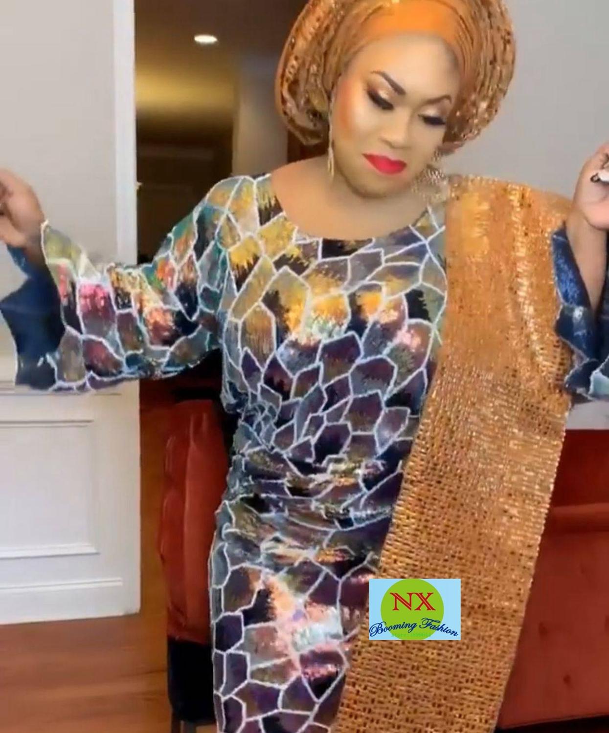 Newest African Lace Fabric High Quality Lace changing With Sequins color Latest French Tulle Lace Fabric For Party dress ML8772 Newest African Lace Fabric High Quality Lace changing With Sequins color Latest French Tulle Lace Fabric For Party dress ML8772