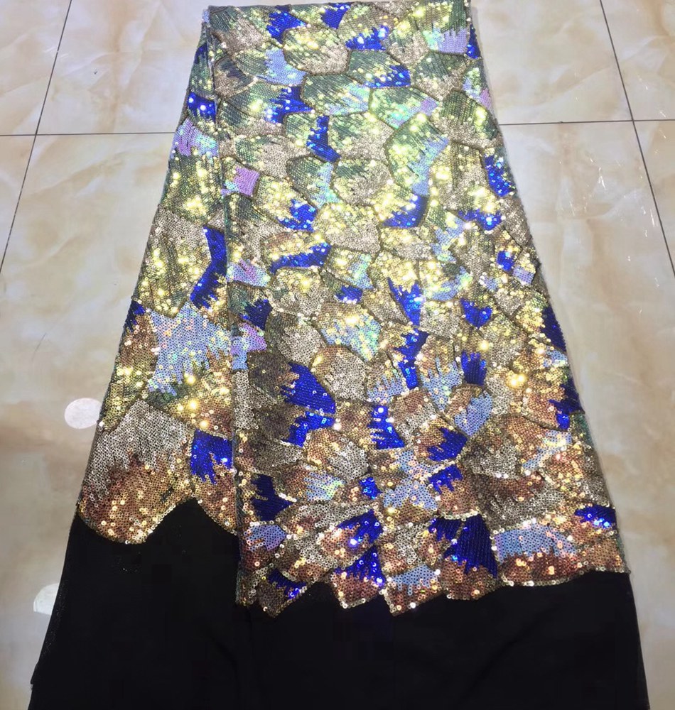 Newest African Lace Fabric High Quality Lace changing With Sequins color Latest French Tulle Lace Fabric For Party dress ML8772 Newest African Lace Fabric High Quality Lace changing With Sequins color Latest French Tulle Lace Fabric For Party dress ML8772