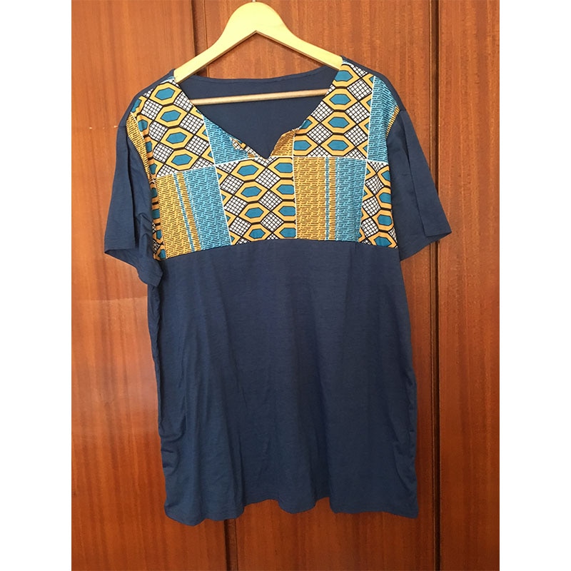 S-5XL Patchwork Kente T-Shirt Short Sleeve Mens African Print Tops Cut Sew Tees Shirt V Cut Neck Wear For Men Black Plus Size S-5XL Patchwork Kente T-Shirt Short Sleeve Mens African Print Tops Cut Sew Tees Shirt V Cut Neck Wear For Men Black Plus Size