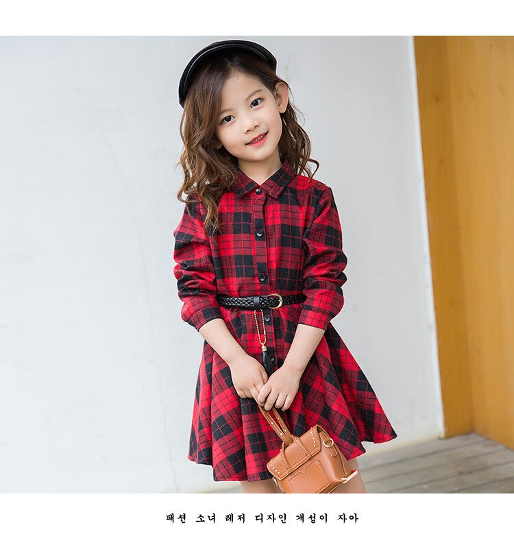4-14Y Dress Girl Pure Cotton Plaid Shirt Kids Dresses for Girls Clothing Spring Children Dress Elegant 2019 New Girls Clothes