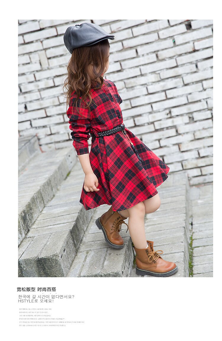 4-14Y Dress Girl Pure Cotton Plaid Shirt Kids Dresses for Girls Clothing Spring Children Dress Elegant 2019 New Girls Clothes