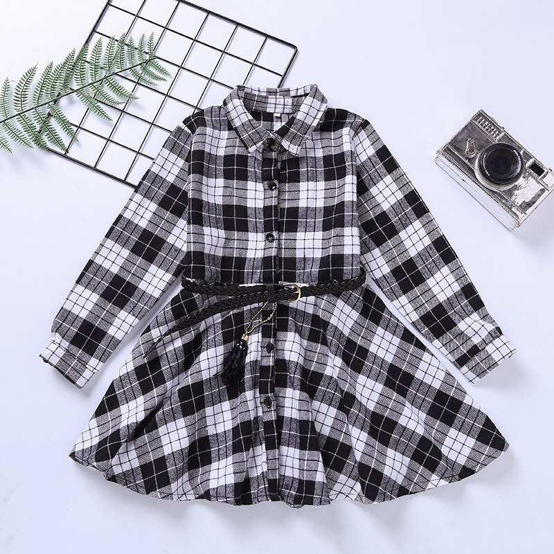 4-14Y Dress Girl Pure Cotton Plaid Shirt Kids Dresses for Girls Clothing Spring Children Dress Elegant 2019 New Girls Clothes
