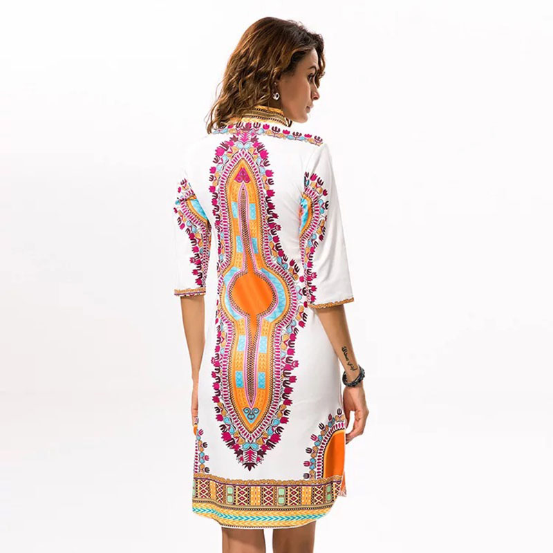 Casual Boho African Dashiki Print Bomber Tunic Dress Bodycon Summer Female V Neck Short Sleeves Robe Split Shirt Dress For Women Casual Boho African Dashiki Print Bomber Tunic Dress Bodycon Summer Female V Neck Short Sleeves Robe Split Shirt Dress For Women