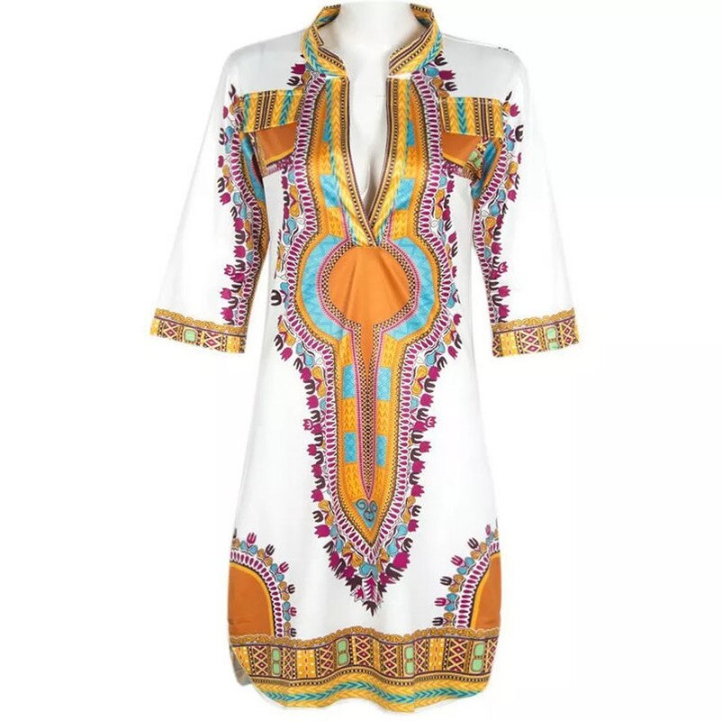 Casual Boho African Dashiki Print Bomber Tunic Dress Bodycon Summer Female V Neck Short Sleeves Robe Split Shirt Dress For Women Casual Boho African Dashiki Print Bomber Tunic Dress Bodycon Summer Female V Neck Short Sleeves Robe Split Shirt Dress For Women