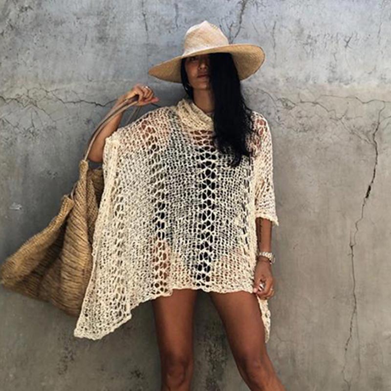 Miyouj Hollow Out Wrap Sexy Dress Summer Beach Sarong One Size Women'S Clothing See Through Cover Ups 2021