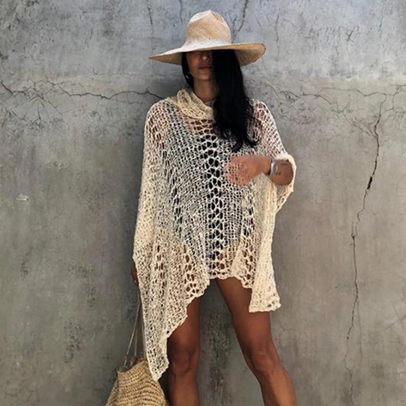 Miyouj Hollow Out Wrap Sexy Dress Summer Beach Sarong One Size Women'S Clothing See Through Cover Ups 2021