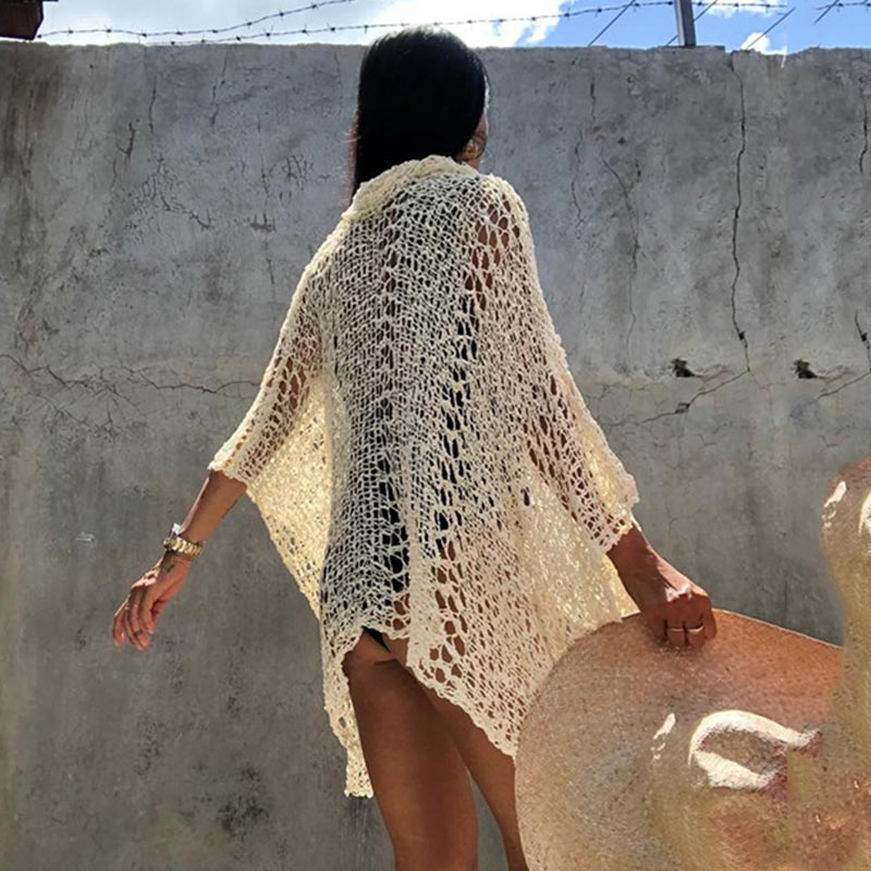 Miyouj Hollow Out Wrap Sexy Dress Summer Beach Sarong One Size Women'S Clothing See Through Cover Ups 2021