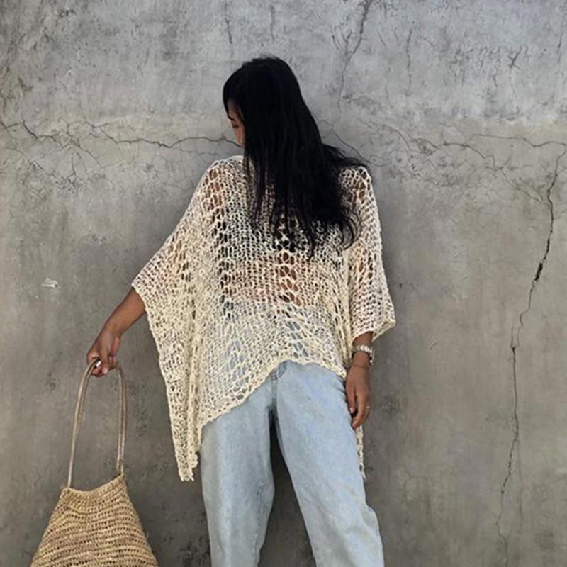 Miyouj Hollow Out Wrap Sexy Dress Summer Beach Sarong One Size Women'S Clothing See Through Cover Ups 2021