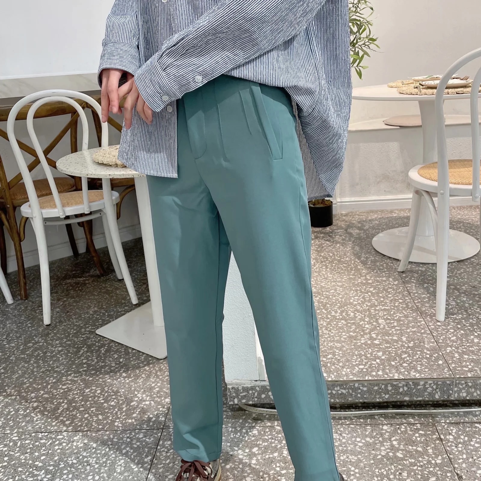 Za 2021 Spring Trouser Suits High Waisted Pants Women Fashion Office Beige Pants Chic Button Zip Elegant Pink Casual Woman Pants