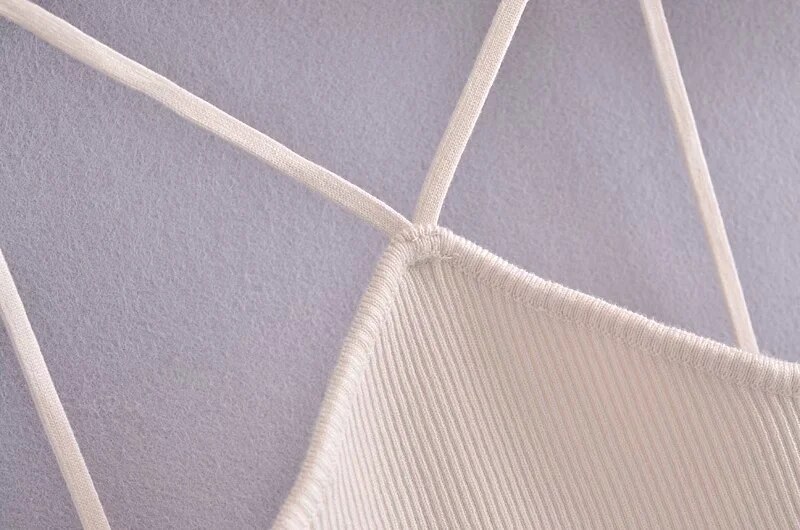 Za Women 2021 Beige Knit Crop Corset Top Woman Hollow Out Sexy Top On Thin Straps Tank Tops Basic Backless Summer Tops For Girls