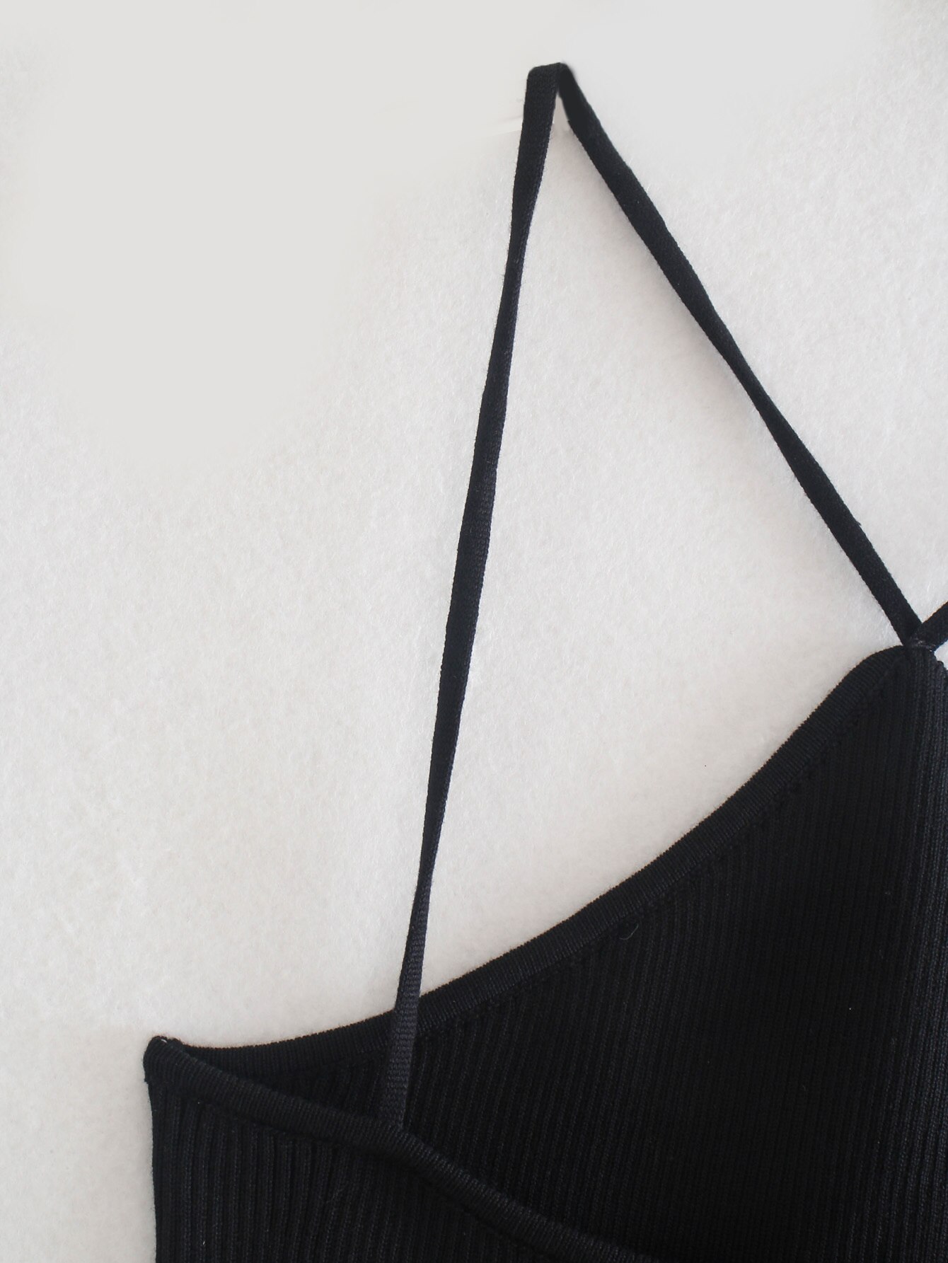 Za 2021 Black Cut Out Knit Basic Crop Top Women Backless Summer Clothes For Woman Sexy Bustier Thin Straps Tank Tops Female