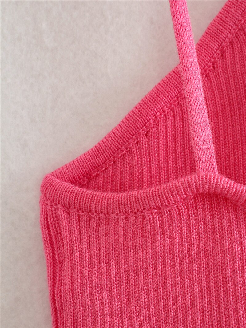 Za 2021 Black Cut Out Knit Basic Crop Top Women Backless Summer Clothes For Woman Sexy Bustier Thin Straps Tank Tops Female