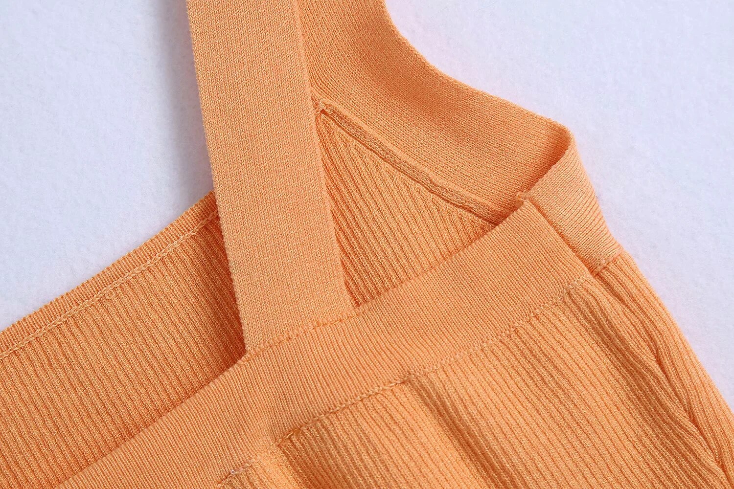 Za Women 2021 Summer Knitted Crop Top Woman Orange Fashion Slim Basic Tank Tops Female Casual Square Neck Wide Straps Camis