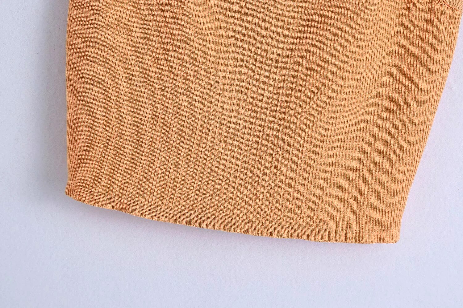Za Women 2021 Summer Knitted Crop Top Woman Orange Fashion Slim Basic Tank Tops Female Casual Square Neck Wide Straps Camis