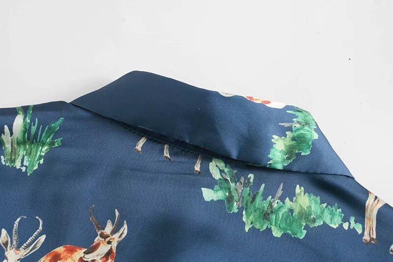 Za 2020 Women Dress Blue Animal Print Satin Woman Dress Vintage Puff Long Sleeve Winter White Belt Elegant Long Ladies Dresses