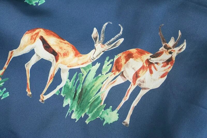 Za 2020 Women Dress Blue Animal Print Satin Woman Dress Vintage Puff Long Sleeve Winter White Belt Elegant Long Ladies Dresses