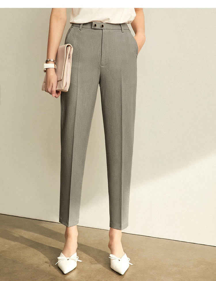 Amii Spring Summer Pants Female Office Lady Solid High Waist Female Trousers Fashion Straight Suit Pants For Women 11960733