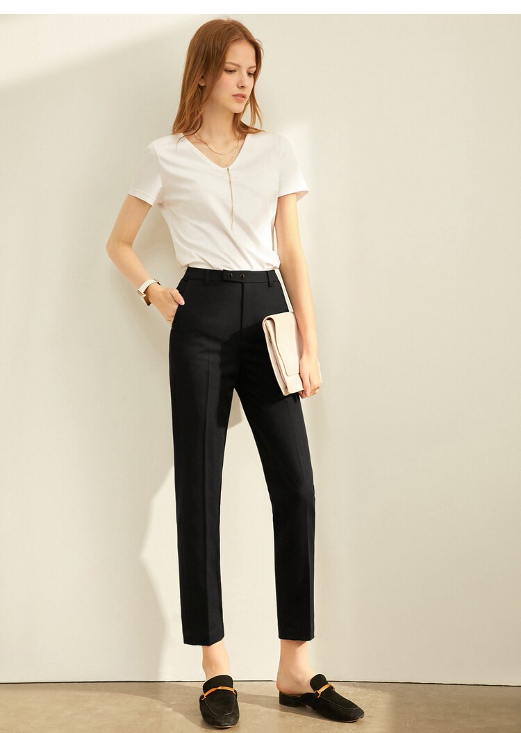 Amii Spring Summer Pants Female Office Lady Solid High Waist Female Trousers Fashion Straight Suit Pants For Women 11960733