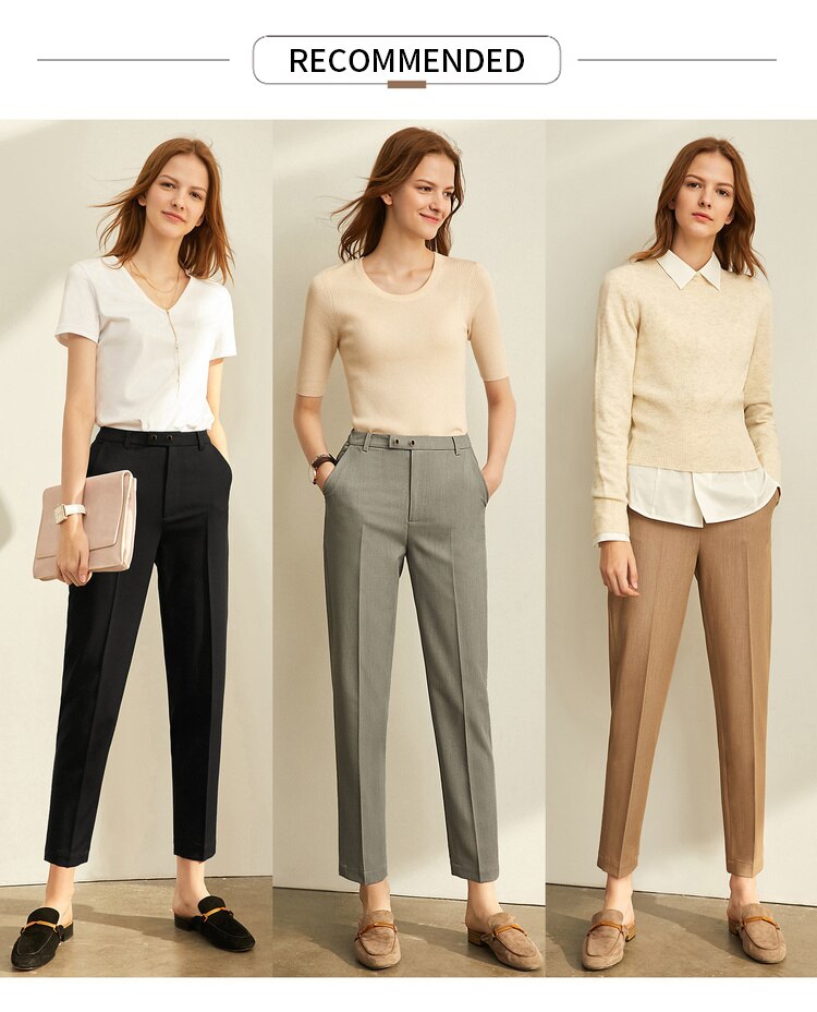 Amii Spring Summer Pants Female Office Lady Solid High Waist Female Trousers Fashion Straight Suit Pants For Women 11960733