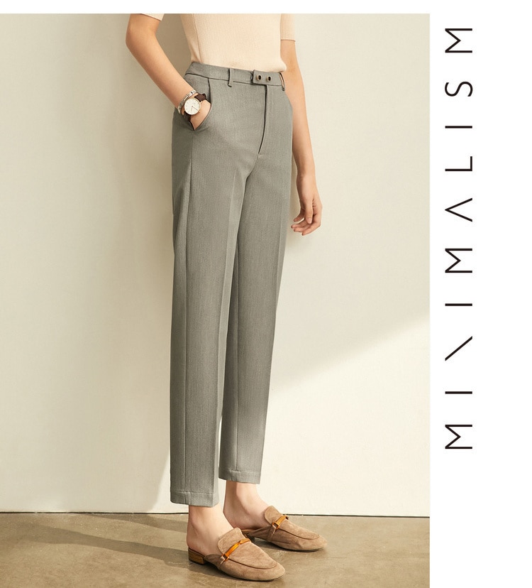 Amii Spring Summer Pants Female Office Lady Solid High Waist Female Trousers Fashion Straight Suit Pants For Women 11960733