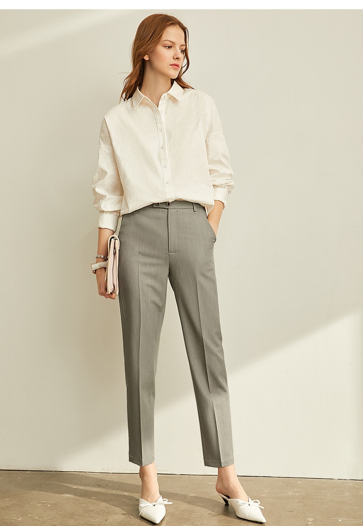 Amii Spring Summer Pants Female Office Lady Solid High Waist Female Trousers Fashion Straight Suit Pants For Women 11960733