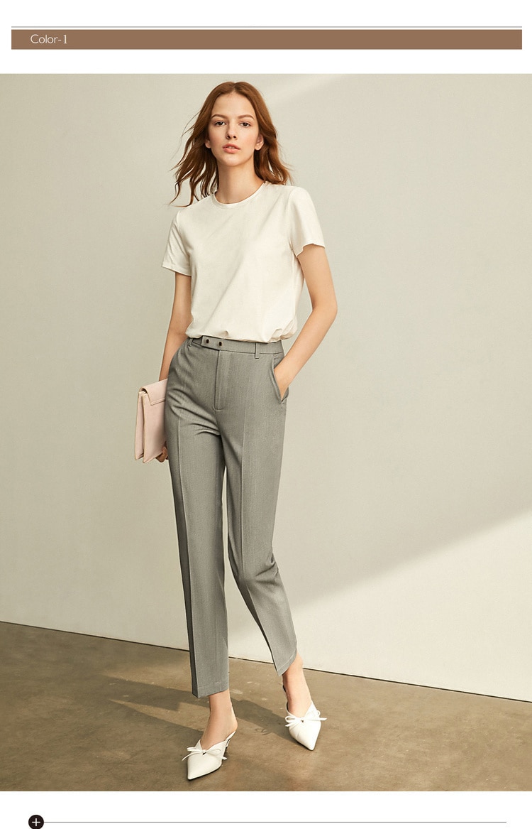 Amii Spring Summer Pants Female Office Lady Solid High Waist Female Trousers Fashion Straight Suit Pants For Women 11960733