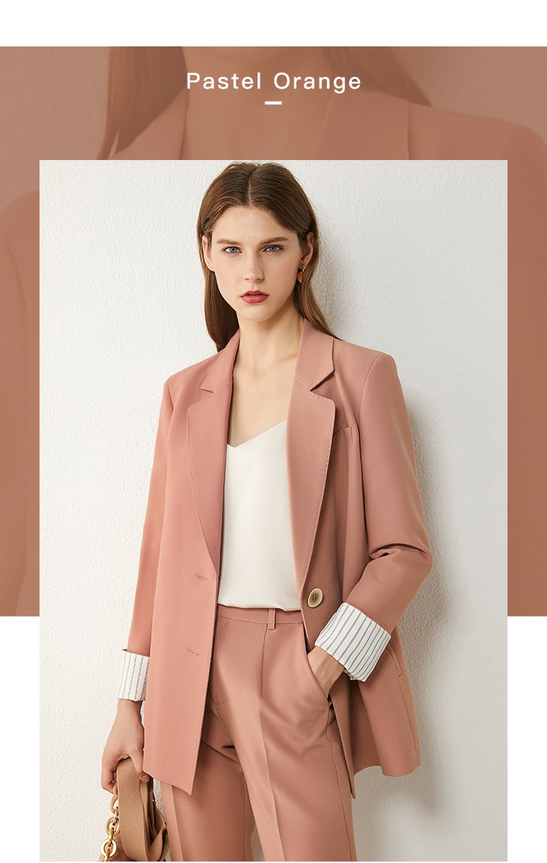 AMII Minimalism Spring Women's Suit Offical Lady Spliced Lapel Single-breasted Suit Coat Solid High Waist Female Pants 12020250