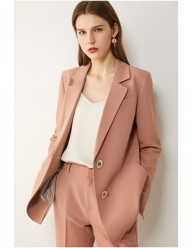 AMII Minimalism Spring Women's Suit Offical Lady Spliced Lapel Single-breasted Suit Coat Solid High Waist Female Pants 12020250