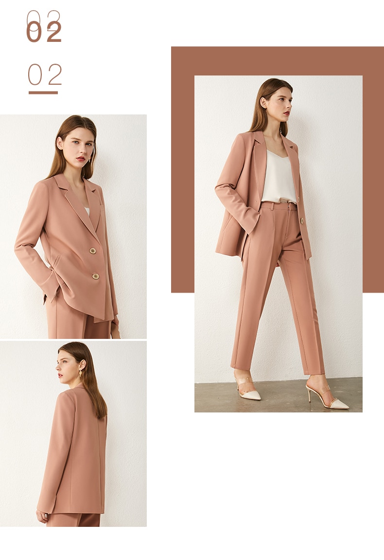 AMII Minimalism Spring Women's Suit Offical Lady Spliced Lapel Single-breasted Suit Coat Solid High Waist Female Pants 12020250