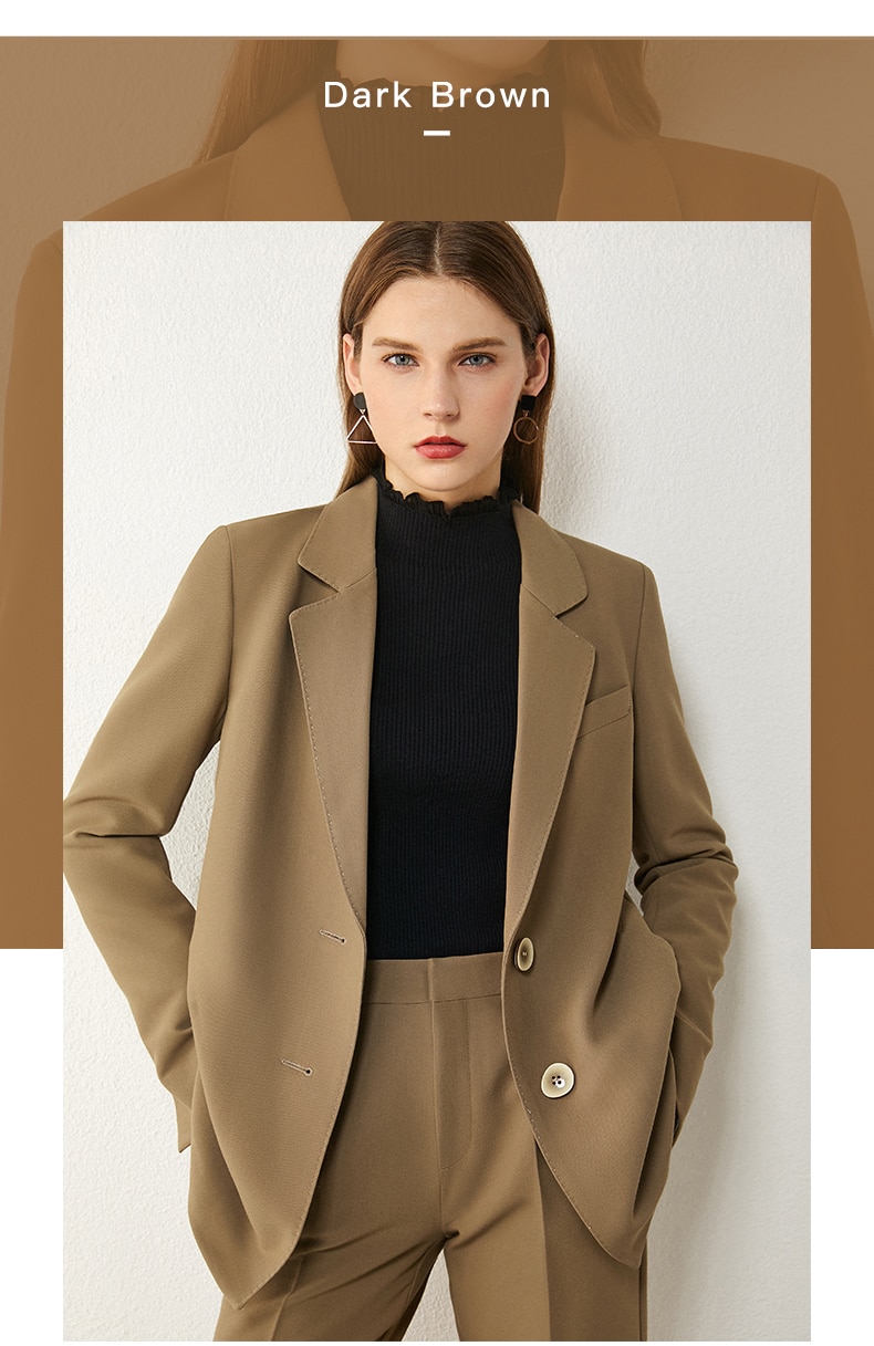 AMII Minimalism Spring Women's Suit Offical Lady Spliced Lapel Single-breasted Suit Coat Solid High Waist Female Pants 12020250