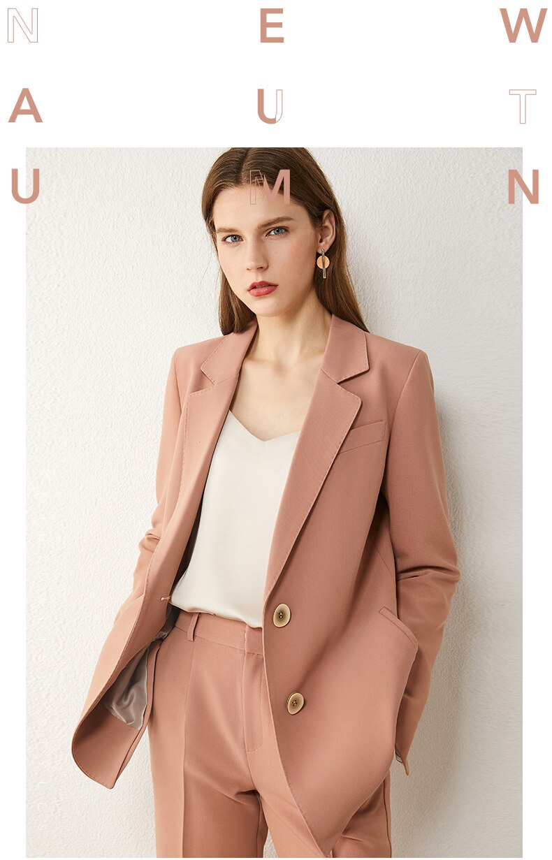 AMII Minimalism Spring Women's Suit Offical Lady Spliced Lapel Single-breasted Suit Coat Solid High Waist Female Pants 12020250