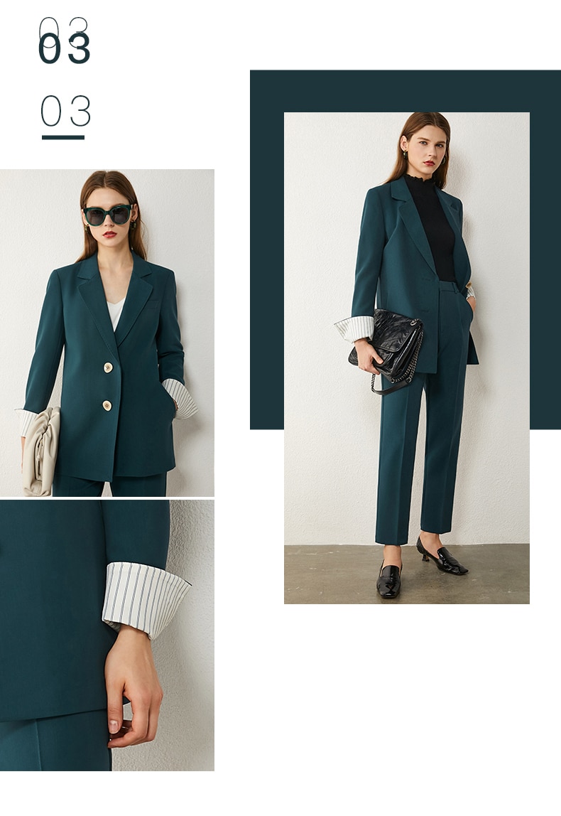AMII Minimalism Spring Women's Suit Offical Lady Spliced Lapel Single-breasted Suit Coat Solid High Waist Female Pants 12020250