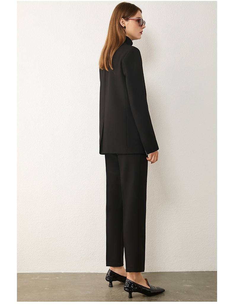 AMII Minimalism Spring Women's Suit Offical Lady Spliced Lapel Single-breasted Suit Coat Solid High Waist Female Pants 12020250