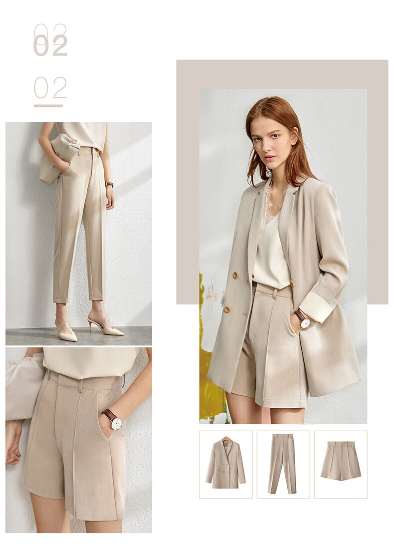 Amii Minimalism Spring Suit Female Offical Lady Blazer Women,Lace Vneck Tanks,High Waist Women's pants Female Shorts 12060909