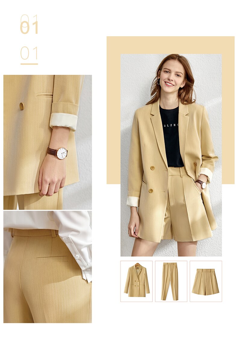 Amii Minimalism Spring Suit Female Offical Lady Blazer Women,Lace Vneck Tanks,High Waist Women's pants Female Shorts 12060909