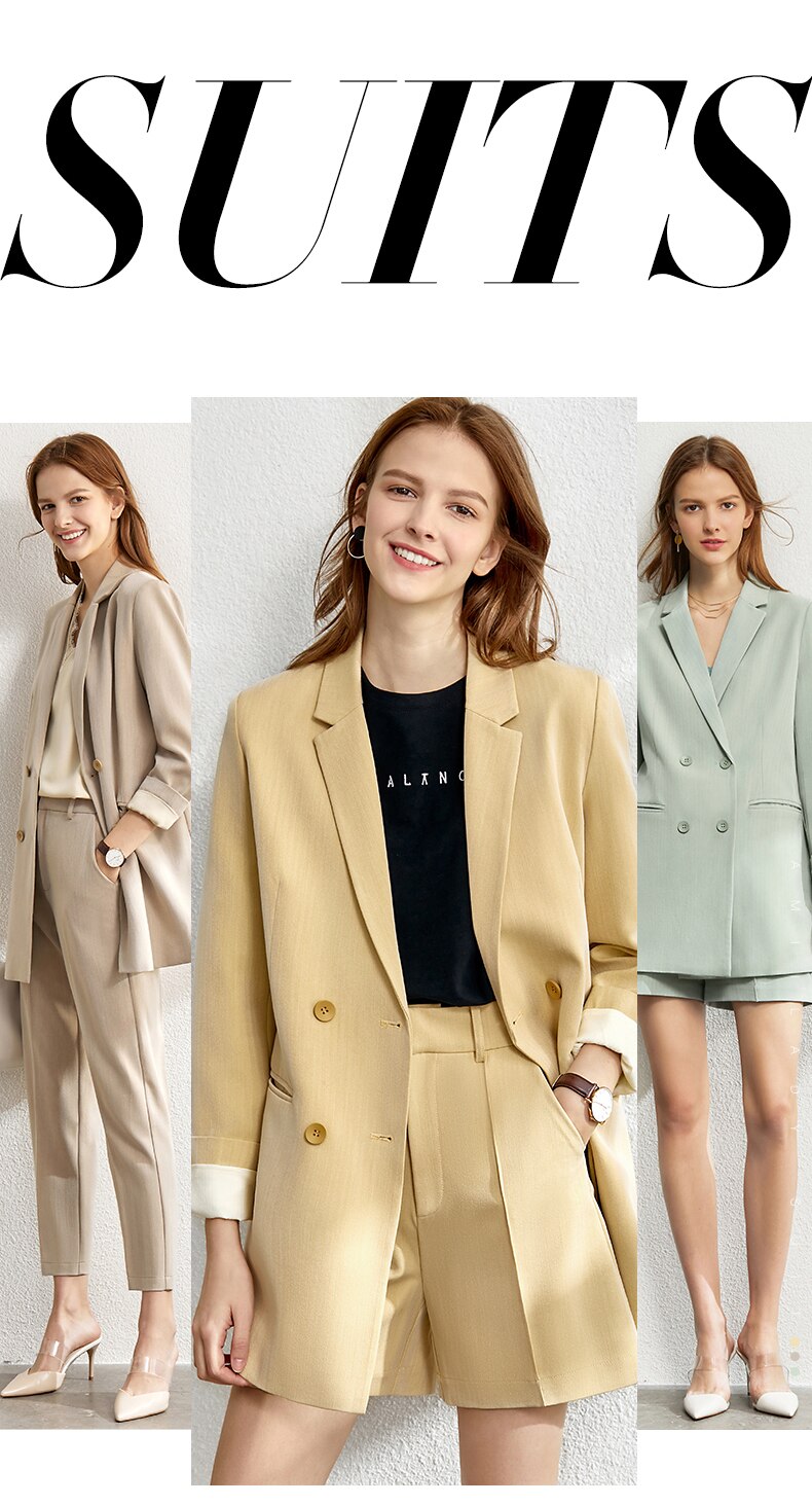 Amii Minimalism Spring Suit Female Offical Lady Blazer Women,Lace Vneck Tanks,High Waist Women's pants Female Shorts 12060909