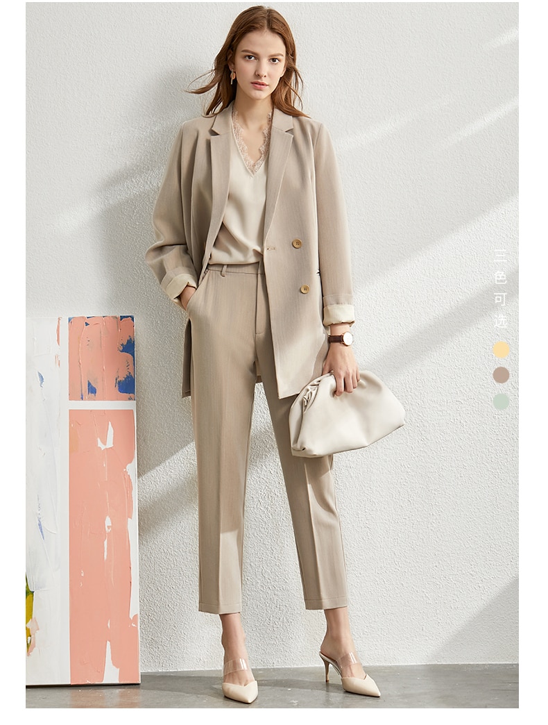 Amii Minimalism Spring Suit Female Offical Lady Blazer Women,Lace Vneck Tanks,High Waist Women's pants Female Shorts 12060909