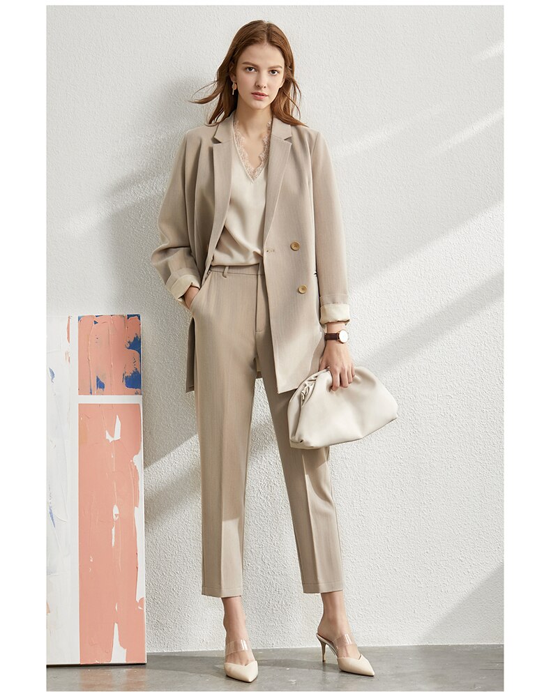 Amii Minimalism Spring Suit Female Offical Lady Blazer Women,Lace Vneck Tanks,High Waist Women's pants Female Shorts 12060909
